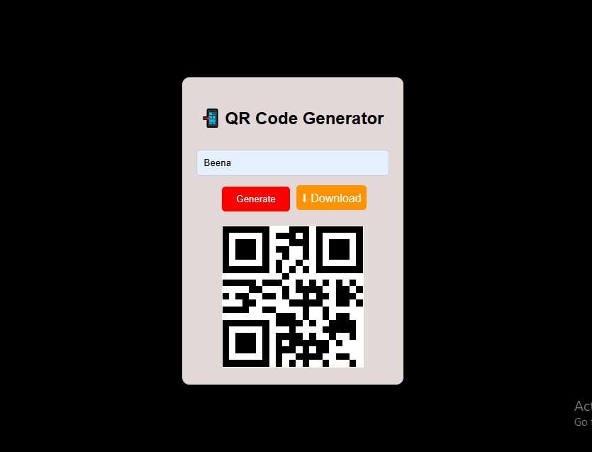 Screenshot of QR Code Generator project