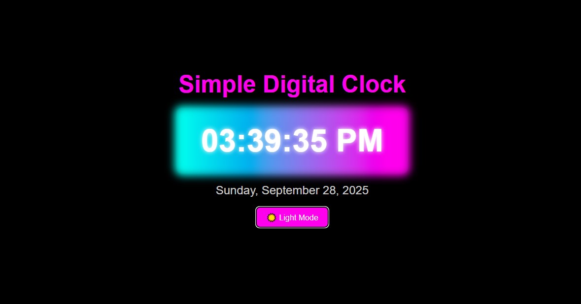 Screenshot of Digital Clock project