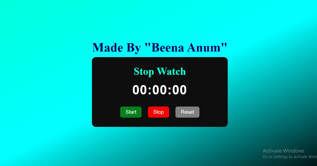 Screenshot of Stop Watch project